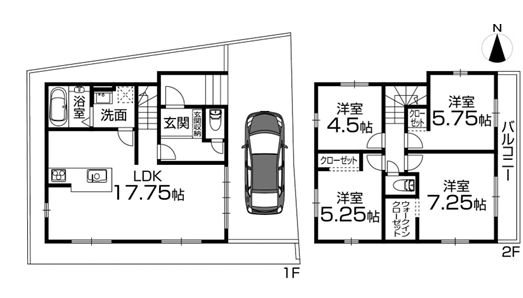 高槻市東五百住町2丁目　新築一戸建 間取り図