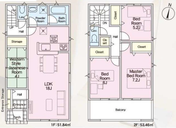 高槻市野田1丁目2号棟 新築一戸建 間取り図