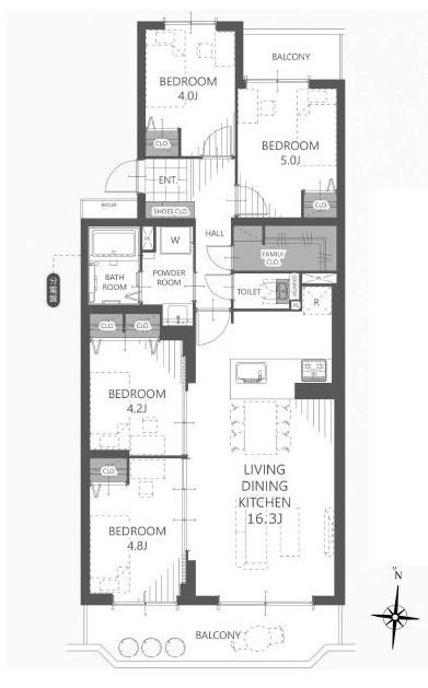 サンヴェール高槻3号棟  間取り図