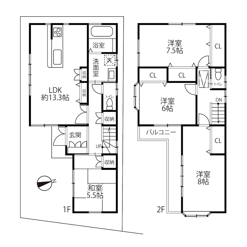 茨木市下穂積4丁目 中古一戸建 間取り図