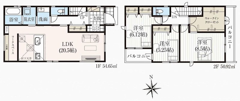 茨木市鮎川4丁目 新築一戸建 3号棟 間取り図