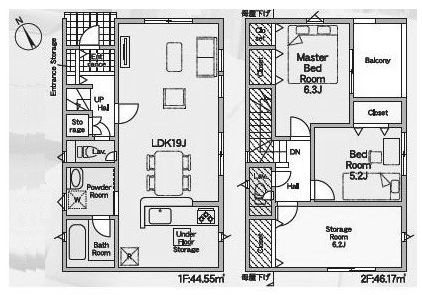 高槻市安岡寺町4丁目 新築一戸建1号棟 間取り図