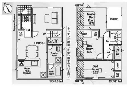 高槻市安岡寺町4丁目 新築一戸建2号棟 間取り図
