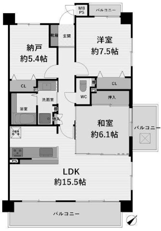 ライオンズマンション水無瀬第2 間取り図