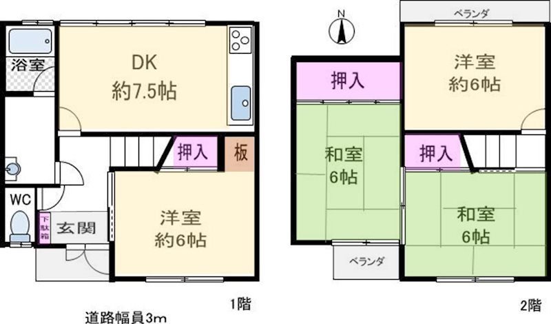 香里園東之町テラスハウス 間取り図