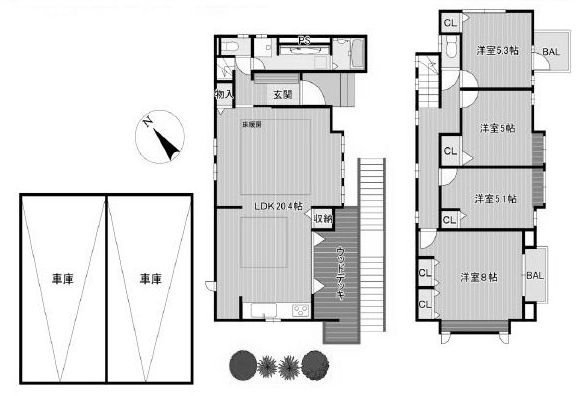 高槻市月見町　中古一戸建 間取り図