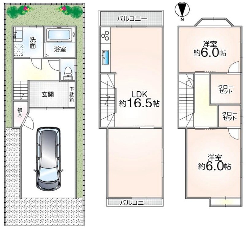 高槻市日向町 中古一戸建 間取り図