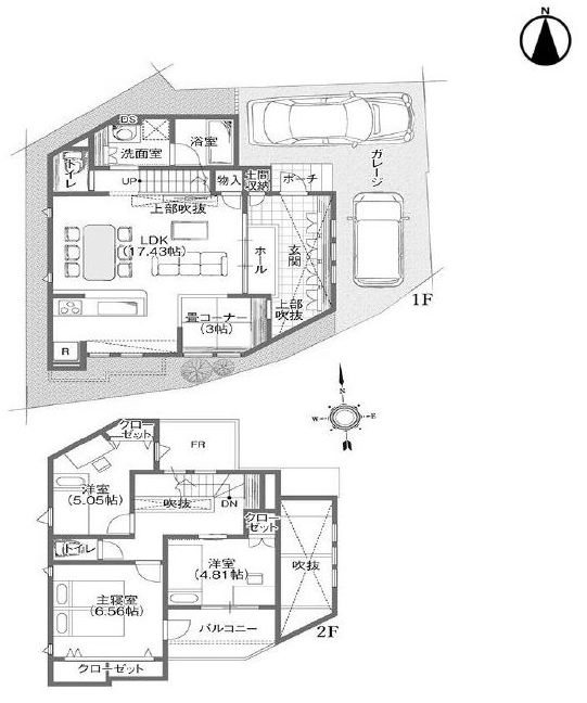 高槻市西五百住町　新築一戸建 間取り図