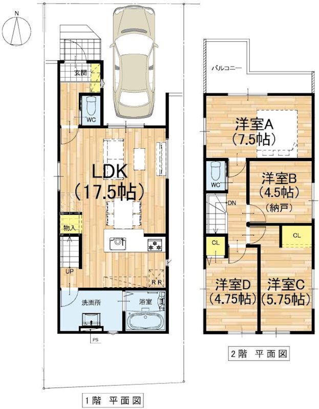 南船橋二丁目2区画新規分譲地内1号地 間取り図