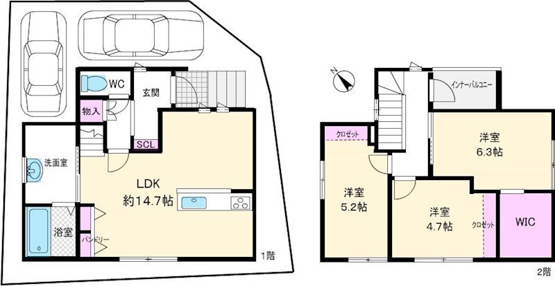 東香里1丁目限定1邸新築分譲住宅 間取り図