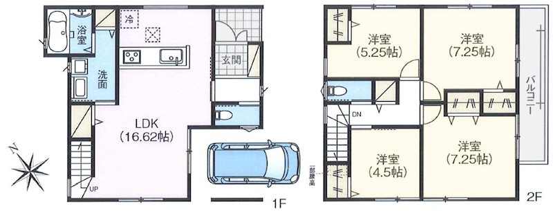 東香里3丁目南東角地限定1邸新築分譲住宅 間取り図