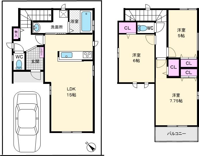 香里ケ丘12丁目Hartfulltown限定1邸新築分譲住宅 間取り図