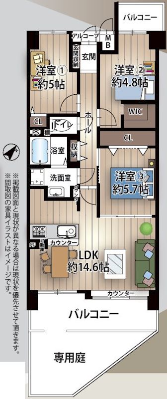 オークヒルズ香里 弐番館 間取り図