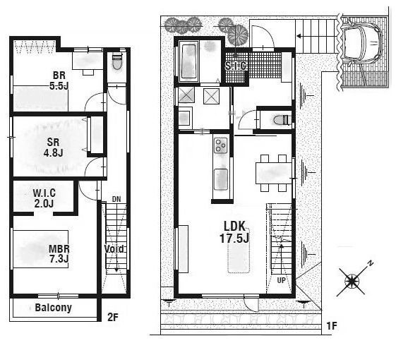 高槻市安岡寺町5丁目　新築一戸建2号地 間取り図