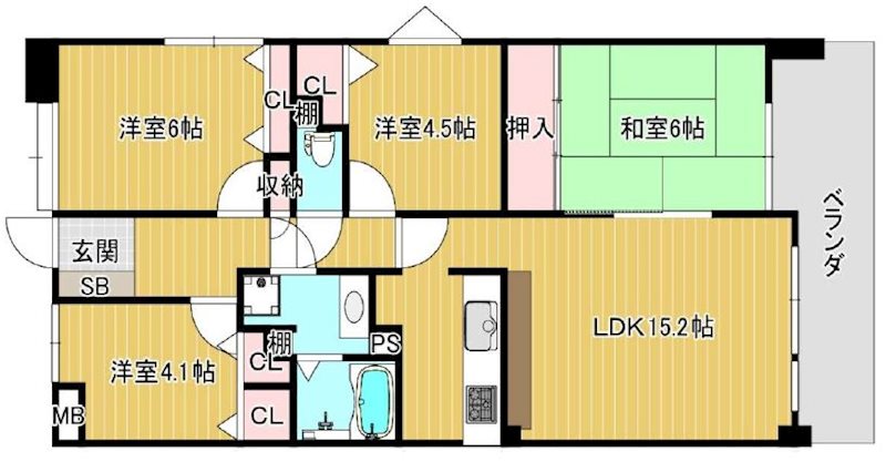 オークヒルズ香里 弐番館 間取り図