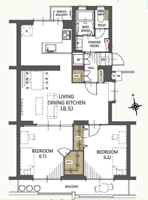 公社千里山田A団地A6棟  間取り図