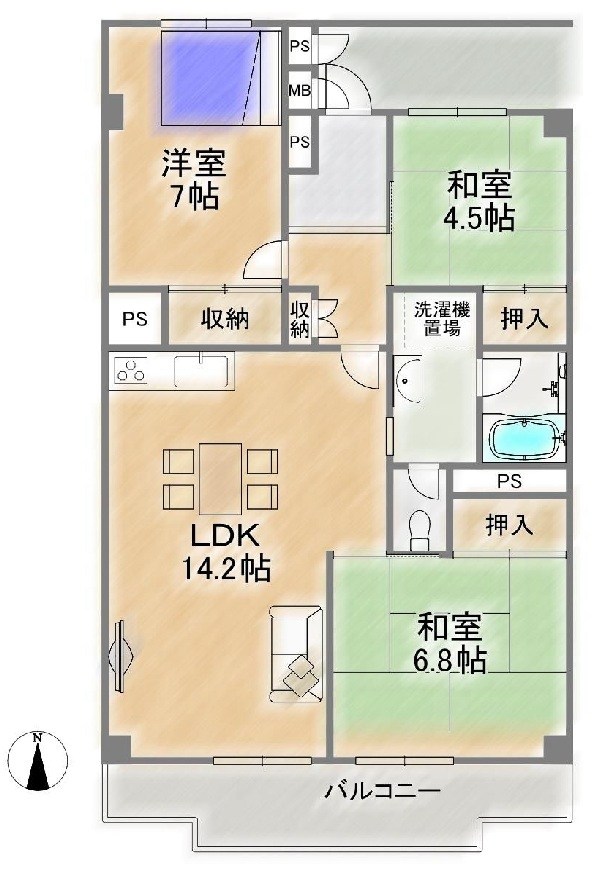 大和サニーハイツ高槻3棟 間取り図