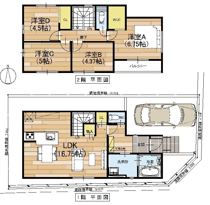 高槻市藤の里町　新築一戸建 間取り図