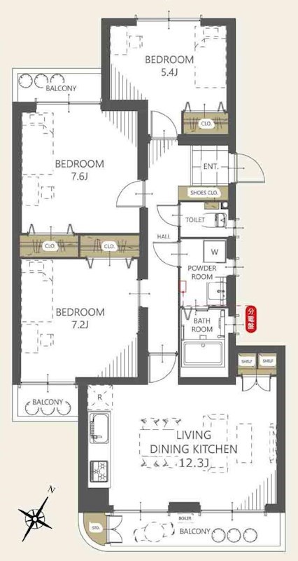 公社山田西第1次団地A3棟  間取り図