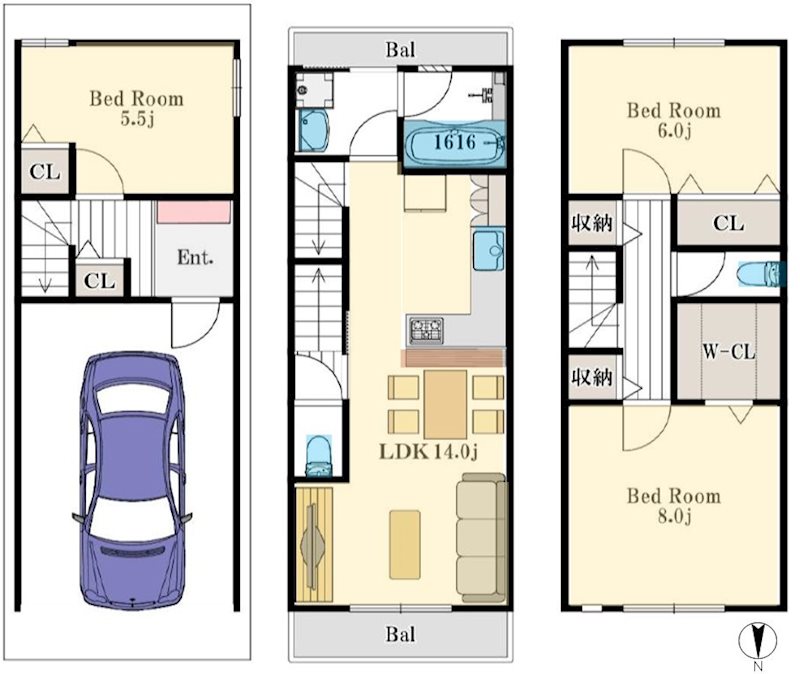 交北1丁目一戸建（再生住宅） 間取り図