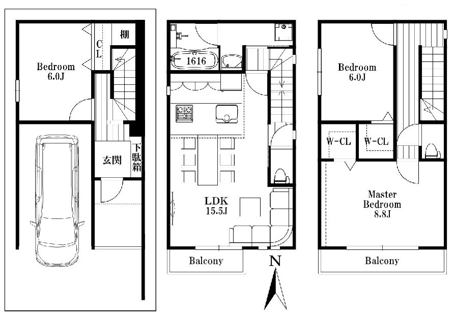 高槻市芝生町1丁目　中古一戸建 間取り図