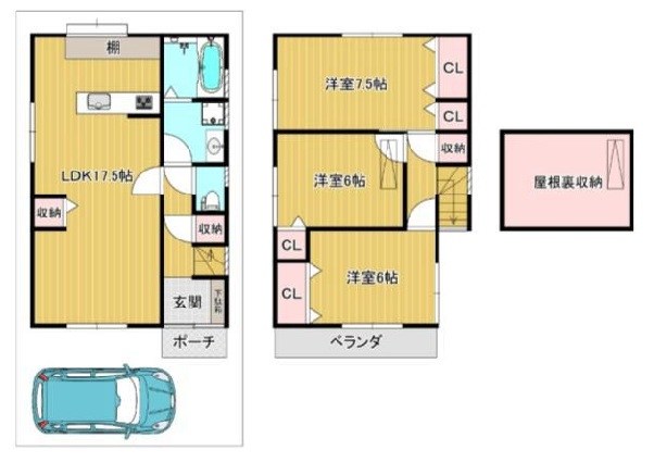 高槻市柱本5丁目　中古一戸建 間取り図