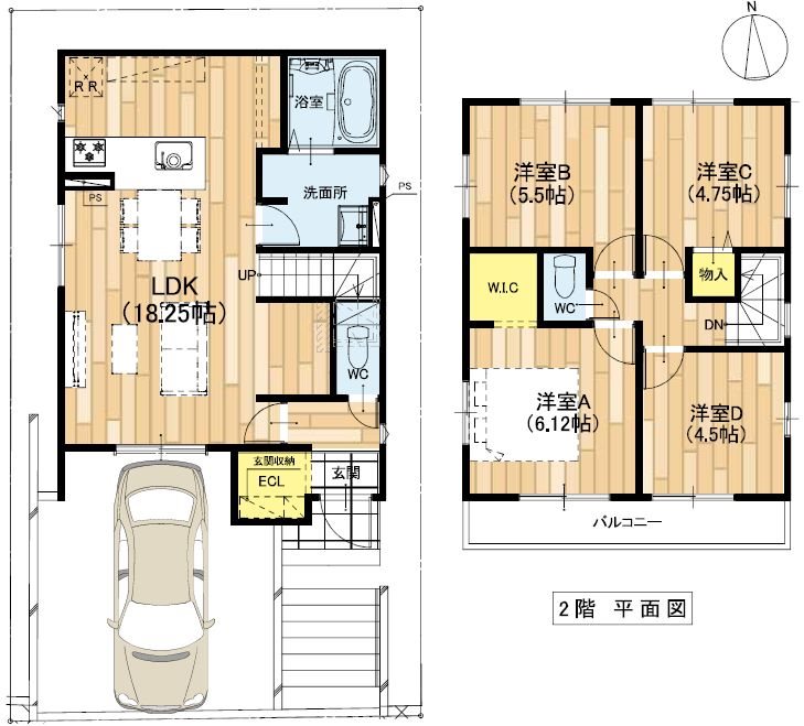 楠葉野田二丁目限定1邸新築分譲住宅 間取り図