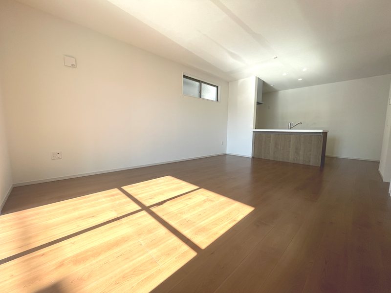 南側からの採光がある明るい18.25帖のリビング 楠葉野田二丁目限定1邸新築分譲住宅 その他