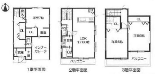 高槻市津之江町3丁目　新築一戸建 間取り図