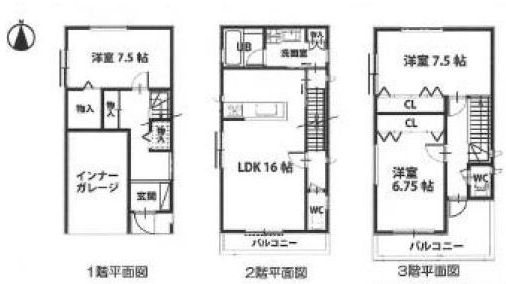 高槻市津之江町3丁目　新築一戸建 間取り図