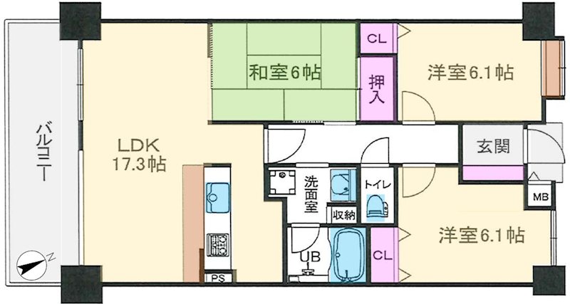 ソレアード枚方 803号室 間取り図