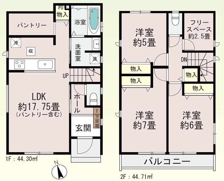 東香里3丁目全2区画新築分譲住宅A号棟 間取り図