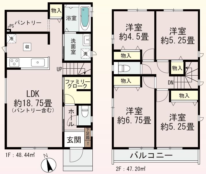 東香里3丁目全2区画新築分譲住宅B号棟 間取り図
