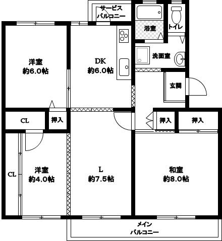 茨木郡山D住宅A18棟 間取り図