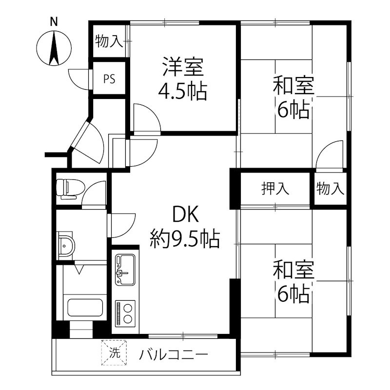 マンション沢良宜B棟  間取り図
