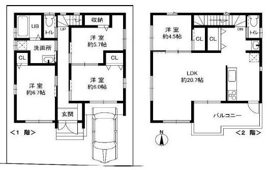 高槻市芝生町4丁目　中古一戸建 間取り図