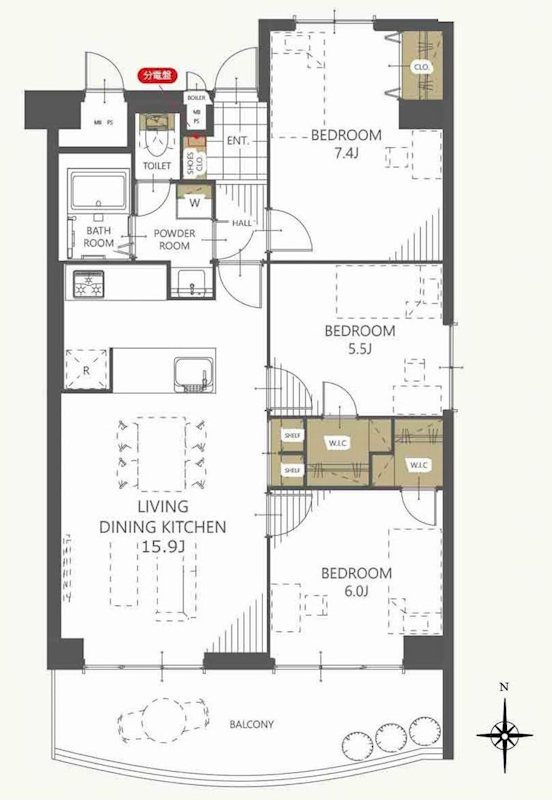 南茨木駅前ハイタウンA棟 間取り図