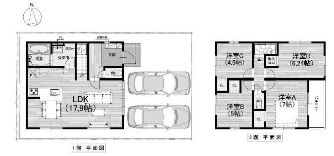高槻市上土室5丁目　新築一戸建　1号地  間取り図