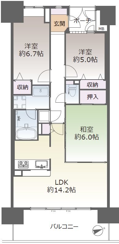 リバティパーク枚方F棟 間取り図