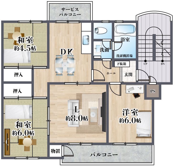 水無瀬青葉ハイツ9号棟 間取り図