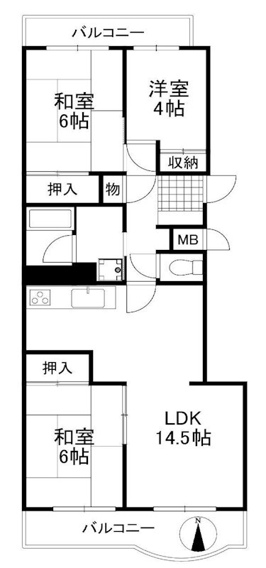 メゾン千里丘A棟 間取り図