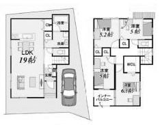 高槻市山手町1丁目　新築一戸建 間取り図