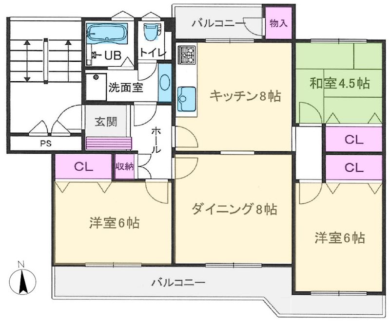藤阪ハイツD6号棟 間取り図