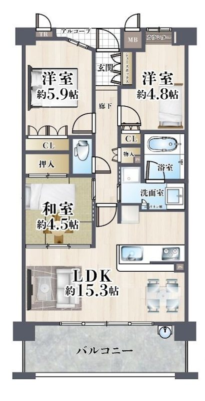 カサーレ茨木園田町 間取り図