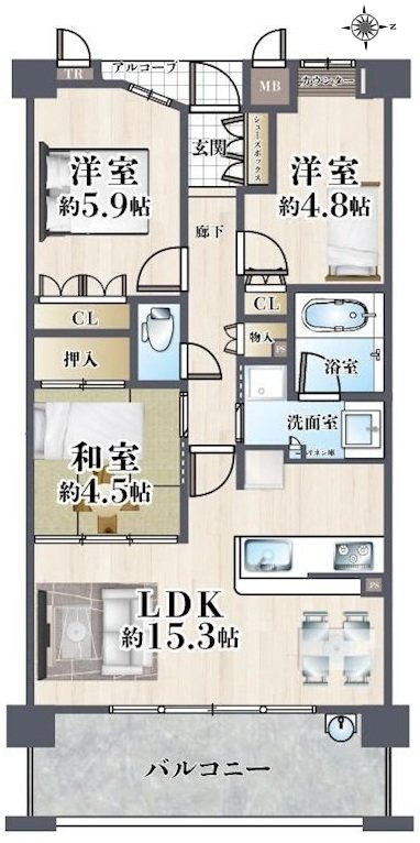 カサーレ茨木園田町 間取り図