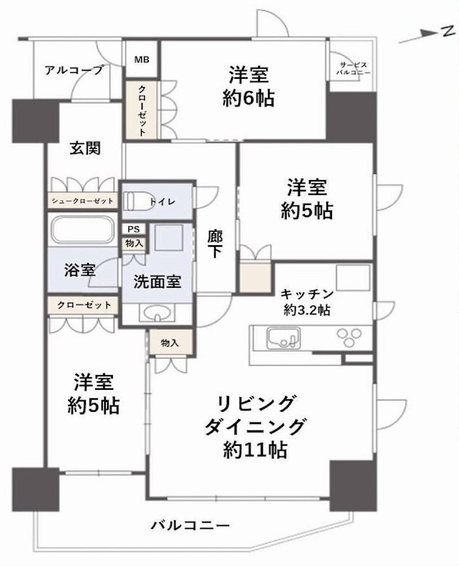 ユニハイム茨木永代町 間取り図