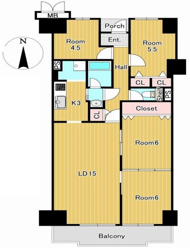 朝日プラザ千里北C棟  12F号室 間取り図