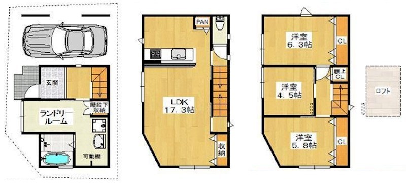 高槻市若松町 新築一戸建 間取り図
