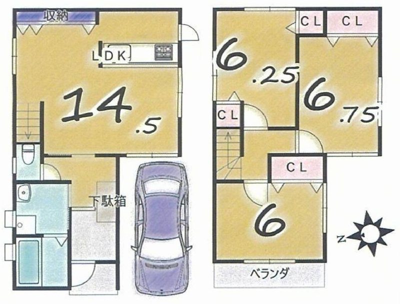 茨木市沢良宜西2丁目　中古一戸建 間取り図