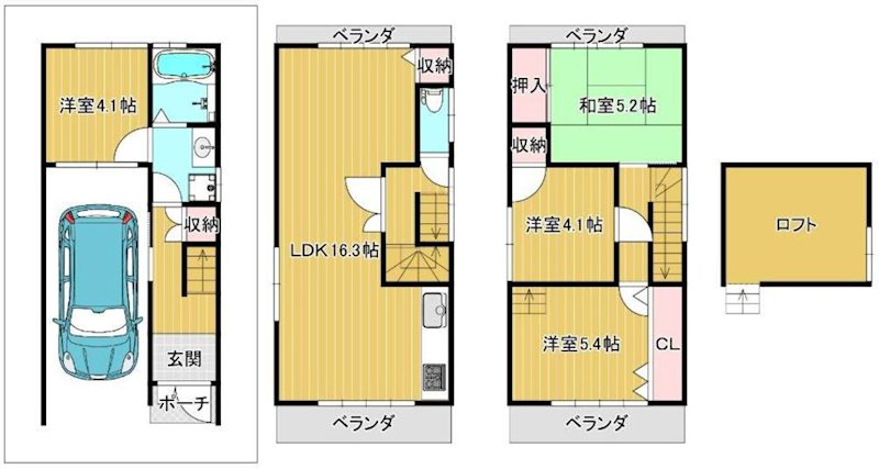 渚栄町一戸建 (再生住宅) 間取り図